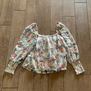 Alice + Olivia Rowa Smocked Eyelet Top |size Small